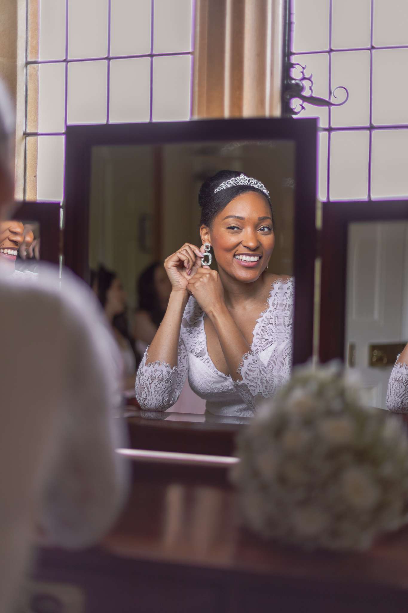 Photograph of Bridal party getting ready in Oxfordshire.. Featured models: Bride 2